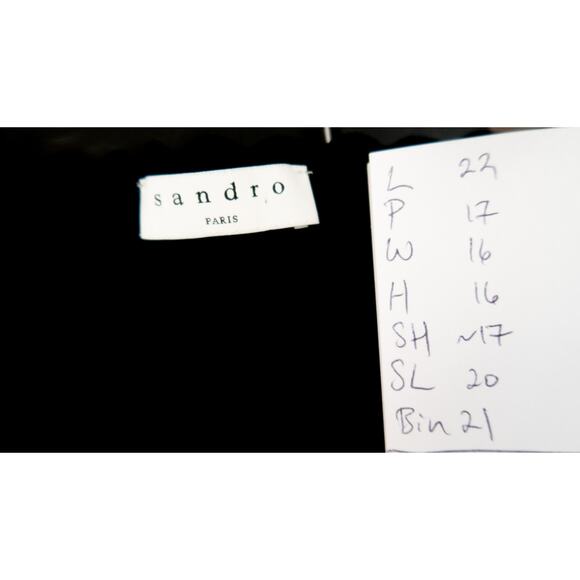 SANDRO Black Ribbed Lace Up Long Sleeve Sweater Top LARGE - Picture 9 of 10